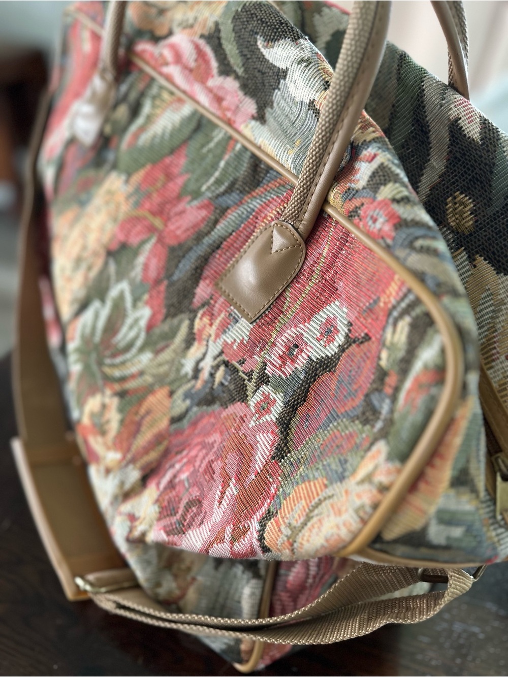 Vintage Adolfo Floral Tapestry Travel Duffel Bag - Picture 11 of 12